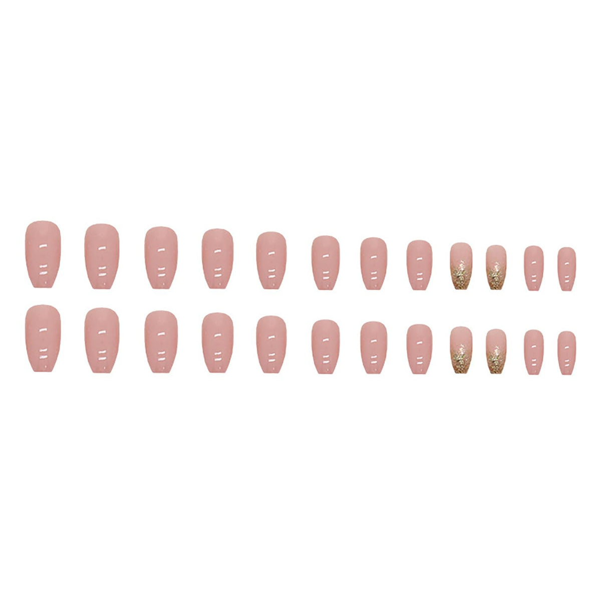 SWEKKE Medium Coffin Nude False Nails - 24pcs Full Cover Glossy Glue On Manicure Set with Nail Glue