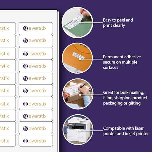 1/2" x 1-3/4", 25 Sheets, 2000 Return Address Labels for Laser & Inkjet Printers, Letter Size