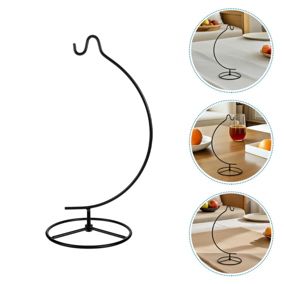 VALICLUD 2pcs Moon Shaped Iron Hanging Hook Stand for Air Plant Display and Ornament Holder, Black Metal Wire Rack for Home Décor and Small Plant Hanging, Indoor Wall Mounted