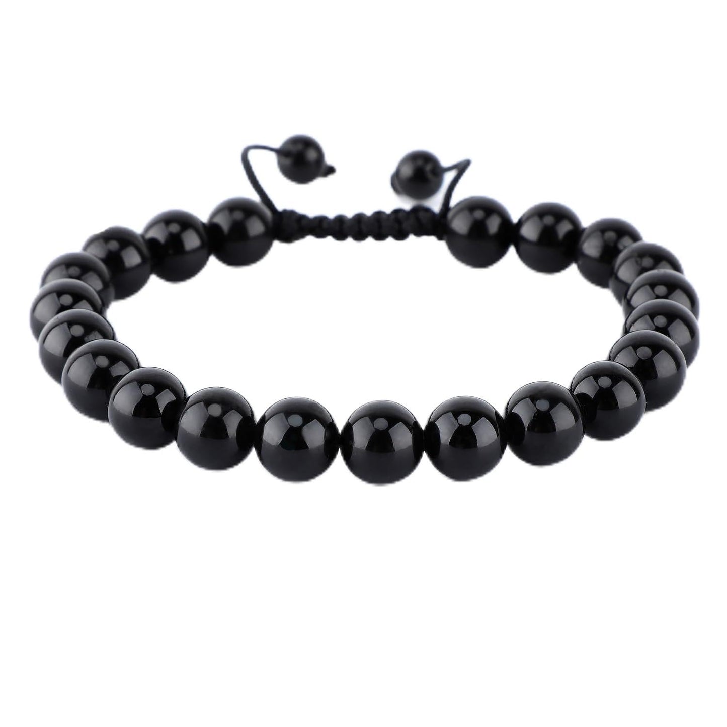 AD Beads Unisex 8mm Gemstone Bracelets Healing Macrame Adjustable 7-9 Inches || wear this healing natural gemstone bracelet help to erase your pain and fear || recover your energy|||, 3, Tourmaline