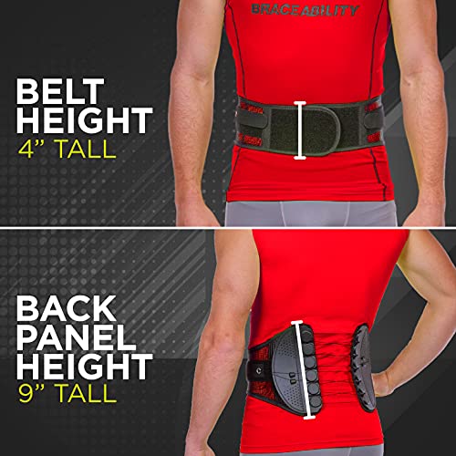 BraceAbility Spine Sport Back Brace - Athletic Men's and Women's Workout Lumbar Corset for Exercising, Running, Golfing, Driving, Fishing, Active Nurses and Police Work (Small)