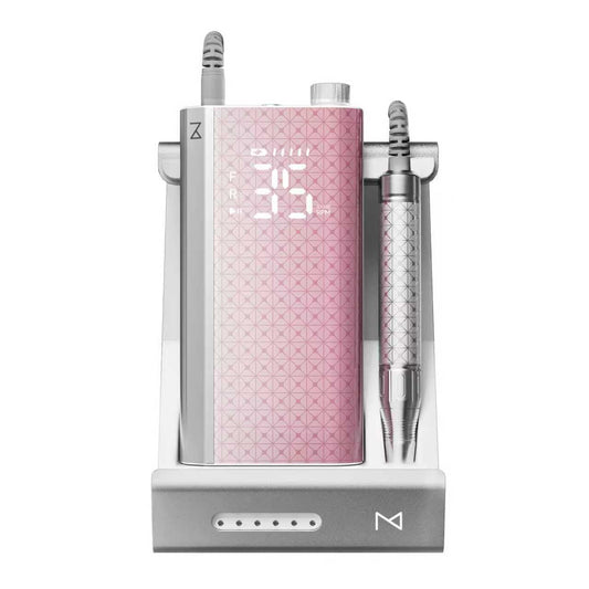 M Pro Spin Nail Drill 60W Brushless Motor 35,000 RPM, Cordless Rechargeable Electric Nail File, Professional E File Machine for Acrylic Gel Nails, Low Noise Portable Salon Use – Pink