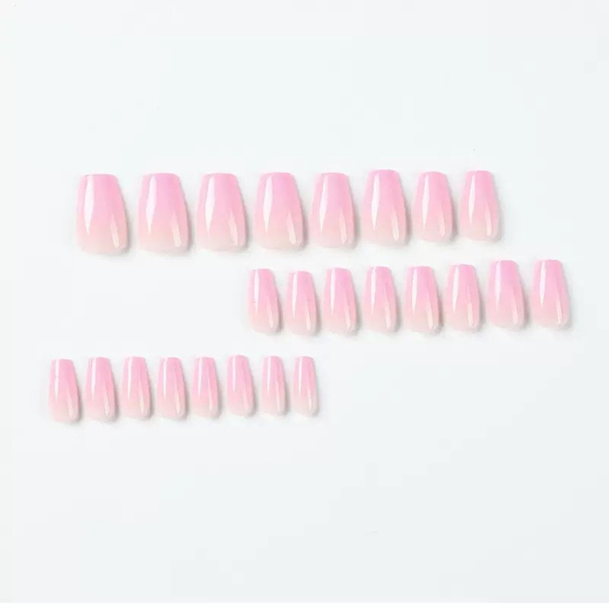 Short Press on Nails Coffin Fake Nails with Gardient Designs Pink Nails Press ons Glossy Glue on Nails Full Cover Acrylic Nails Cute False Nails Artificial Stick on Nails for Women 24Pcs