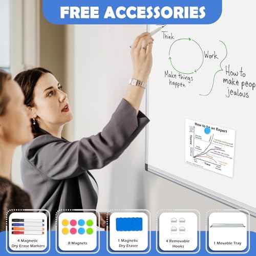 WALGLASS 2 Pack White Board, 24" x 18" Double-Sided Dry Erase White Board for Wall, Hanging Mounted Whiteboard, Horizontal or Vertical Silver Aluminium Frame for Home, School, Office, Kitchen