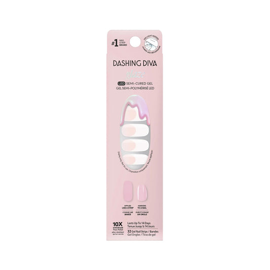 Dashing Diva Glaze Effects Nail Strip Set - Pearly Whites - Long Lasting, Chip Resistant, Semi-Cured Gel Nails - 4-Piece Manicure Set with 32 Strips