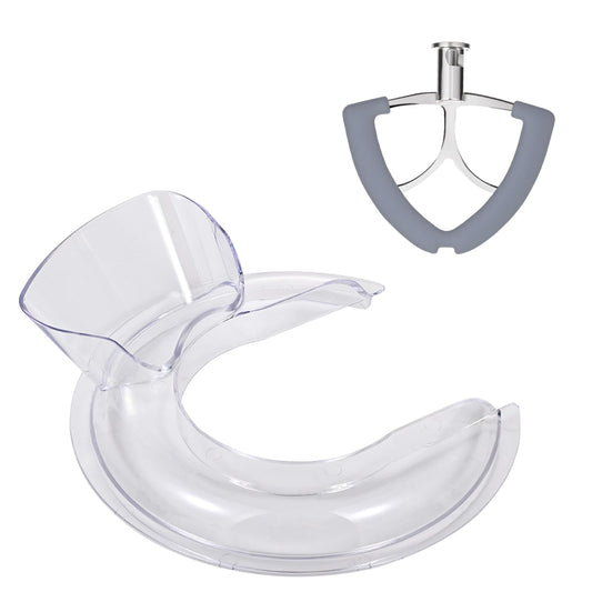 Stainless Steel Flex Edge Beater and Pouring Shield (Only for Stainless Steel Bowl) Compatible with KitchenAid 4.5-5QT Tilt Head, Paddle Attachment with Silicone Edges Mixer Accessories Attachments