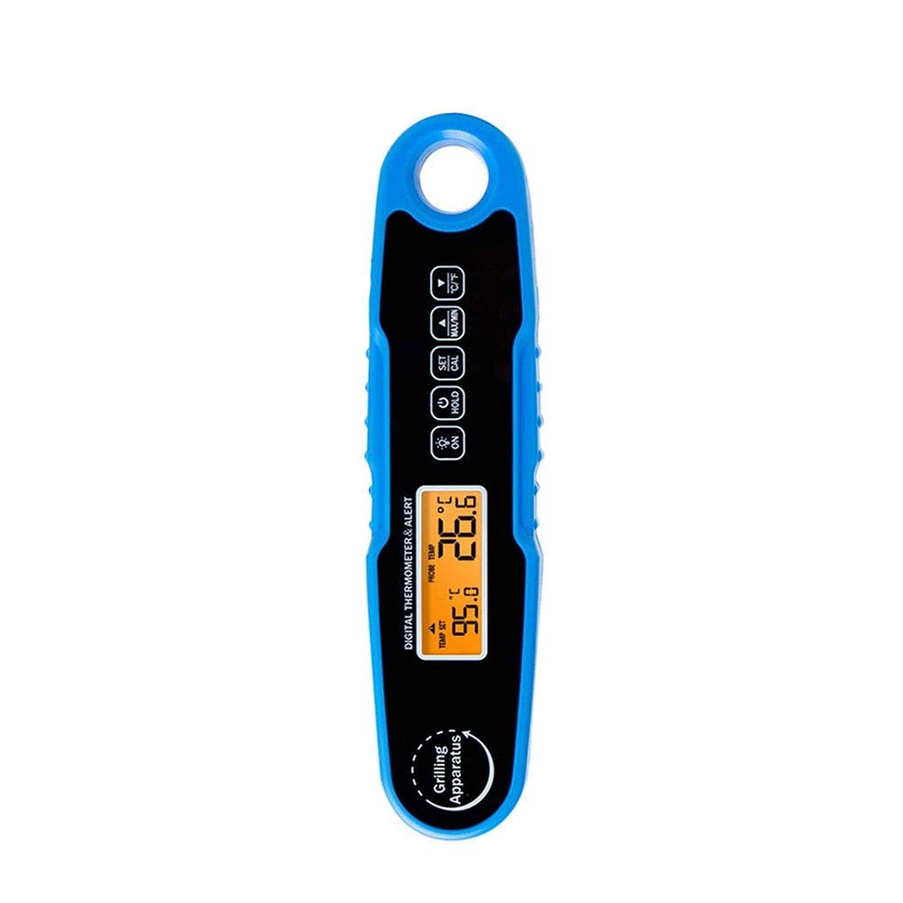 Digital Meat Thermometer, Food Thermometer Instant Read for Grilling, Digital Thermometer with Backlight Alarm Function for Outdoor BBQ, Cooking, Party(Blue)