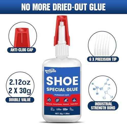 30g Shoe Super Glue - Quick Dry Strong Adhesive for Shoe Repair, Boots, Sneakers, Heels, Hiking Shoes, Leather, Handbags -Waterproof & Flexible.