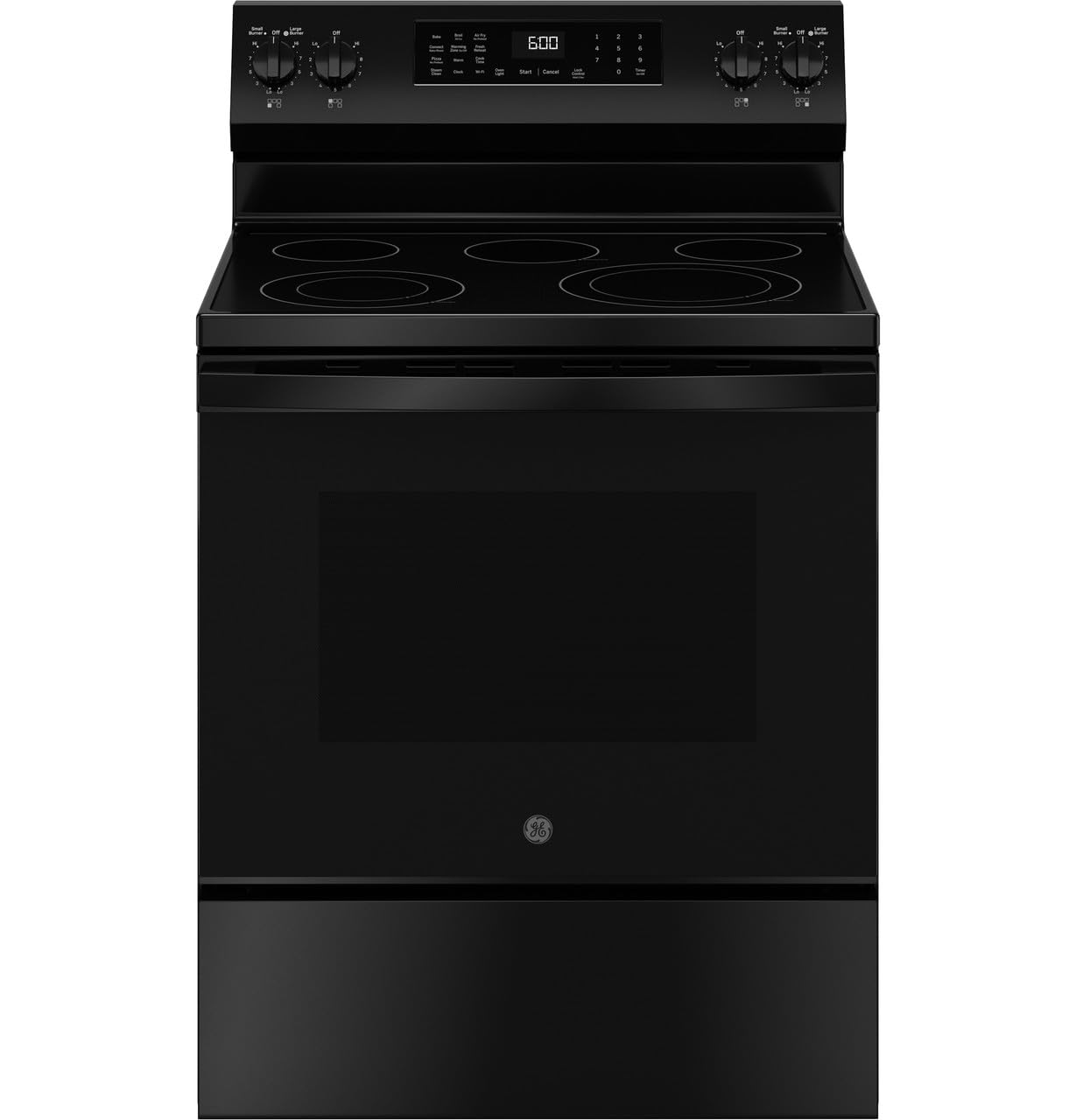 GE 30 in. 5 Burner Smart Convection Range in Black with Air Fry, EasyWash Oven Tray, GRF600AVBB