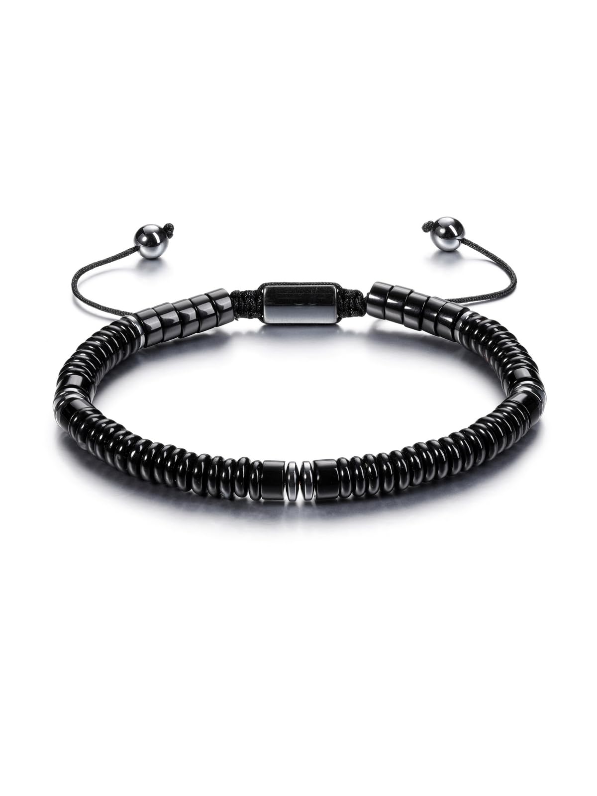 Jovivi Healing Crystal Bracelet for Men Hematite Black Obsidian Gemstone Beaded Bracelets Adjustable Protection Crystals Natural Stone Beads Bracelet for Men Women Anxiety Relief