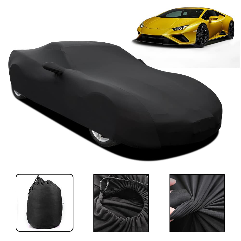WinPower Indoor Sports Car Cover Stretch Dustproof Protection Full Car Cover for Underground Garage, Car Show, Black
