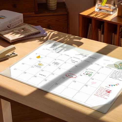 Gannyfer Large Desk Calendar 2025-2026 with Desktop Mat,22" x 17" Desktop Pad Calendar, 18 Month Table Calendar from July 2025 to Dec 2026, Office Supplies Perfect for Home School and Office - Gray