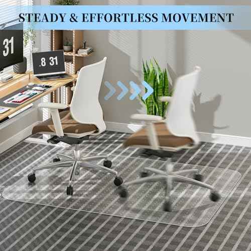 Tonaus Office Chair Mat for Carpet, 45"¡¿54" Protector Mat Non-Slip PVC Home Office Chair Mat, Rectangular Floor Protectors for Chairs, Transparent Carpet Protector