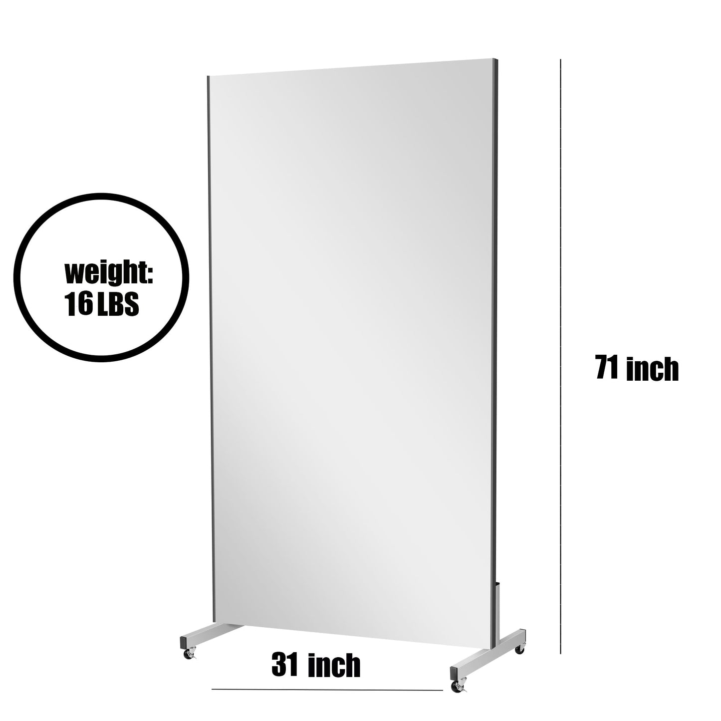 brisafe 71" X 31" Oversized Mirror on Wheels Black Glassless 360°Huge Dancing Rolling Dance Studio Full Length Standing for Home Gym Workout Large (Black Rolling Mirror 71" X 31", Large)