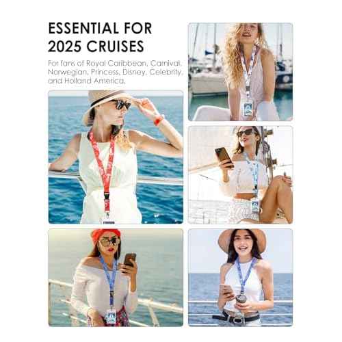 5 Pack Cruise Lanyards with Ocean Creature Design, Cruise Ship Lanyards with Waterproof ID Badge Holders for All Cruise Lines 2025, Mix