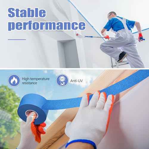 12 Rolls Blue Painters Tape 2 Inch Wide Painters Tape Bulk 1.89In ¡¿ 660 Total Yd Multi-Purpose Blue Masking Tape for Wall Painting Color Separation Edge Repair Car