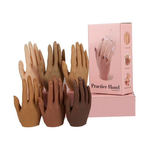 Practice Hand for Acrylic Nails Silicone Female Mannequin Life Size Hand with Insertable Nails for Nail Art Beginners/Nail Salon Artists A Pair of Hands Color 2#