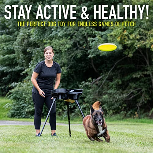 Franklin Pet Supply Co. Automatic Disc Launcher for Dogs - Ready Set Fetch Automatic Disc Tosser Dog Toy for Fetch - Portable Thrower Toy - Battery Powered