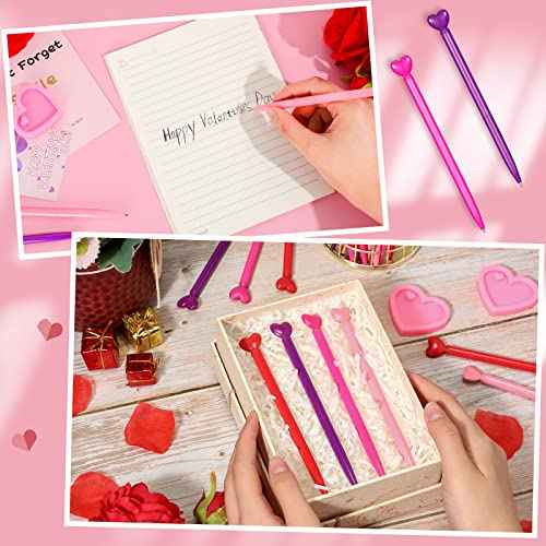 100 Pcs Valentine¡®s Day Heart Shaped Ballpoint Pens Retractable Metal Ballpoint Pen with Black Ink Party Favor for Office School Classroom Valentine¡®s Day Wedding Party Supplies, 4 Colors
