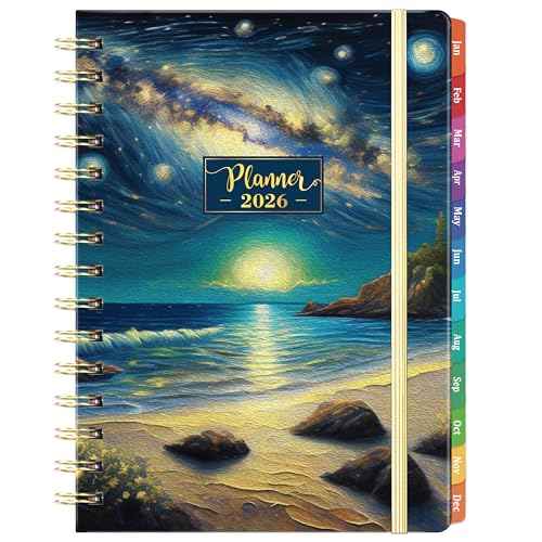 2026 Planner - Planner 2026, Jan. 2026 - Dec. 2026, 8.4"x 6.3", 2026 Planner Weekly and Monthly, 2026 Calendar Planner with Elastic Closure + Colorful Tabs + Hardcover - Dreaming Sea