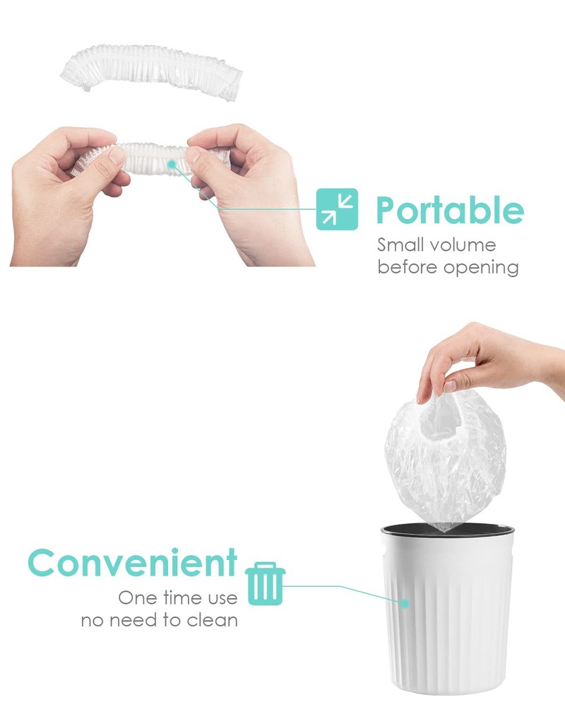 Auban Disposable Shower Caps, Plastic Clear Hair Cap