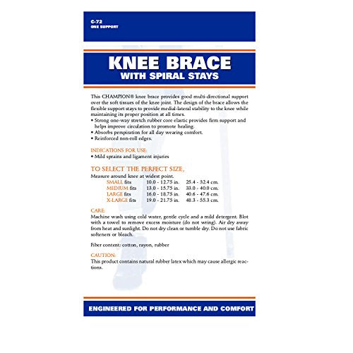 CHAMPION Knee Brace Flexible Stays Knit Elastic, White, Medium (Pack of 2)