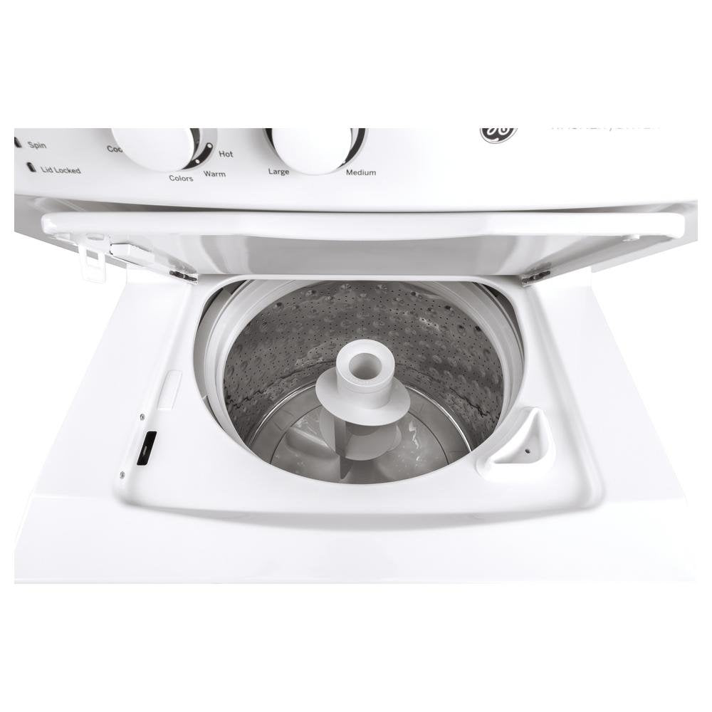GE GUD27ESSMWW Unitized Spacemaker 3.8 Washer with Stainless Steel Basket and 5.9 Cu. Ft. Capacity Electric Dryer, White