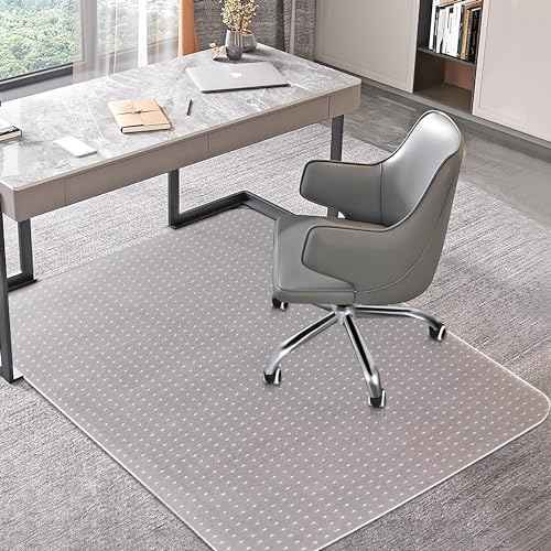 BesWin Office Chair Mat for Carpet, 48'' x 36'' Clear Floor Mat for Low and No Pile Carpeted Floors, Thick and Sturdy Carpet Protector for Work, Home, Gaming, Easy Glide and Flat Without Curling