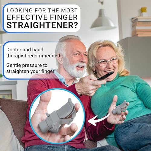 Finger Straightener | PIP Extension Orthosis/Splint For Bent Fingers, PIP Flexion Contractures | Adjustable Joint Stretcher Device | Made in USA | Gray/X-Large