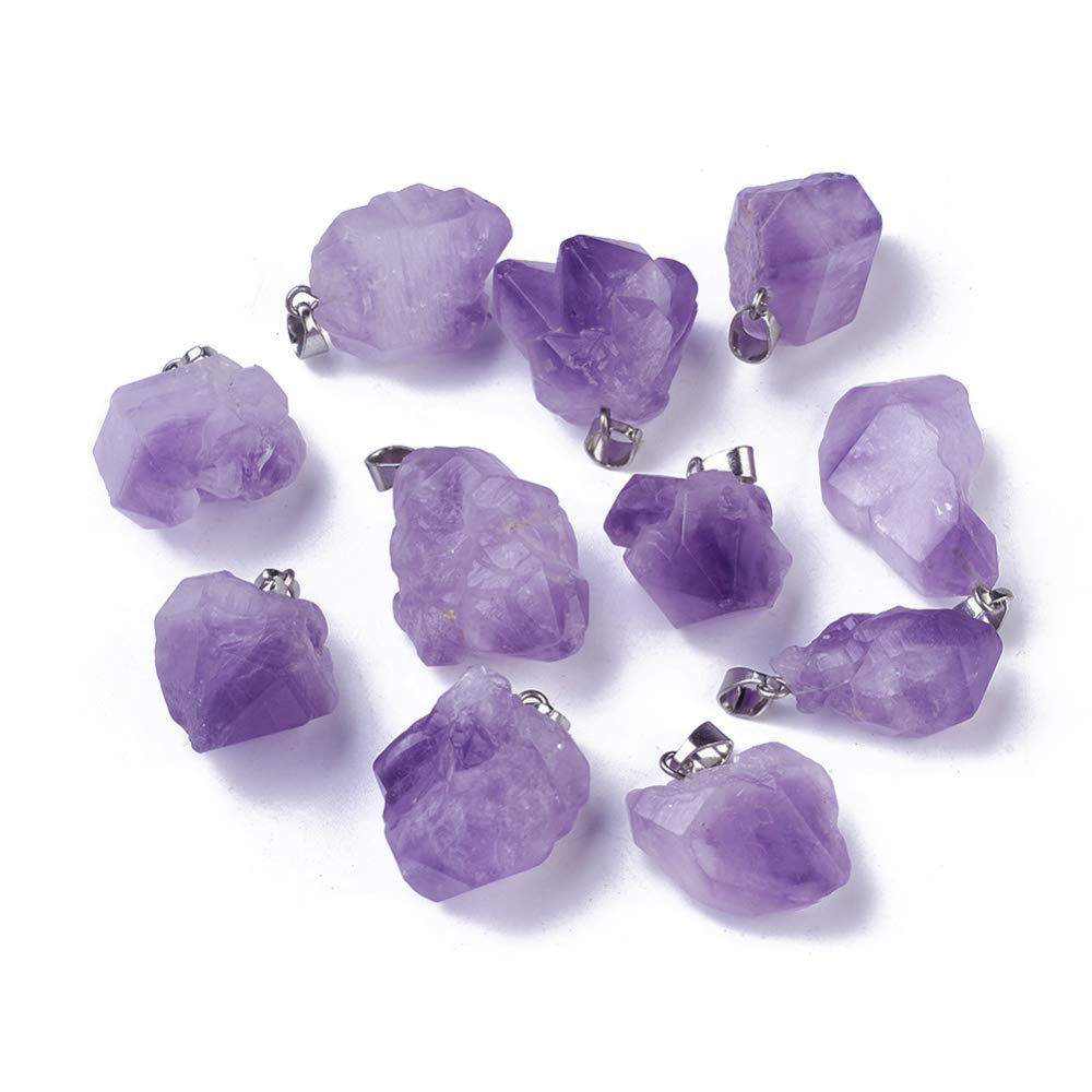 DanLingJewelry 30pcs Natural Amethyst Healing Point Chakra Reiki Nuggets Pendants for Necklace Earrings Bracelet Jewelry Making 12-20x20-26mm