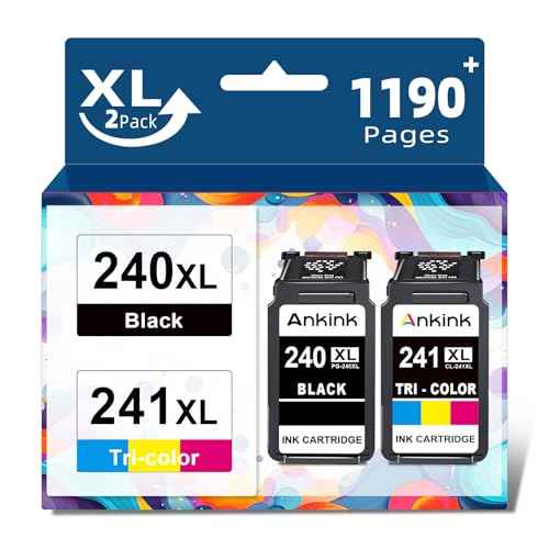 240XL 241XL Ink Cartridges Replacement for Canon Ink 240 241 PG-240 CL-241 XL Cartridges for MG3600 MG3620 TS5120 TS5100 MG3220 MG3520 MG2120 MX452 MX512 MX532 (Black Tricolor,2-Pack)