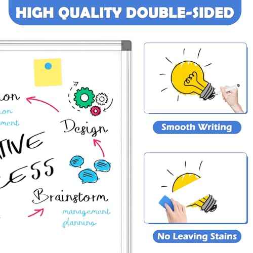 WALGLASS 2 Pack White Board, 24" x 18" Double-Sided Dry Erase White Board for Wall, Hanging Mounted Whiteboard, Horizontal or Vertical Silver Aluminium Frame for Home, School, Office, Kitchen