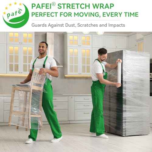 18" x 1500' Plastic Stretch/Shrink Wrap Roll - 80 Gauge Industrial Shrink Wrap for Moving, Heavy Duty 800% Stretch for Pallets, Packing, Shipping&Furniture Protection? with Handles-2 Rolls