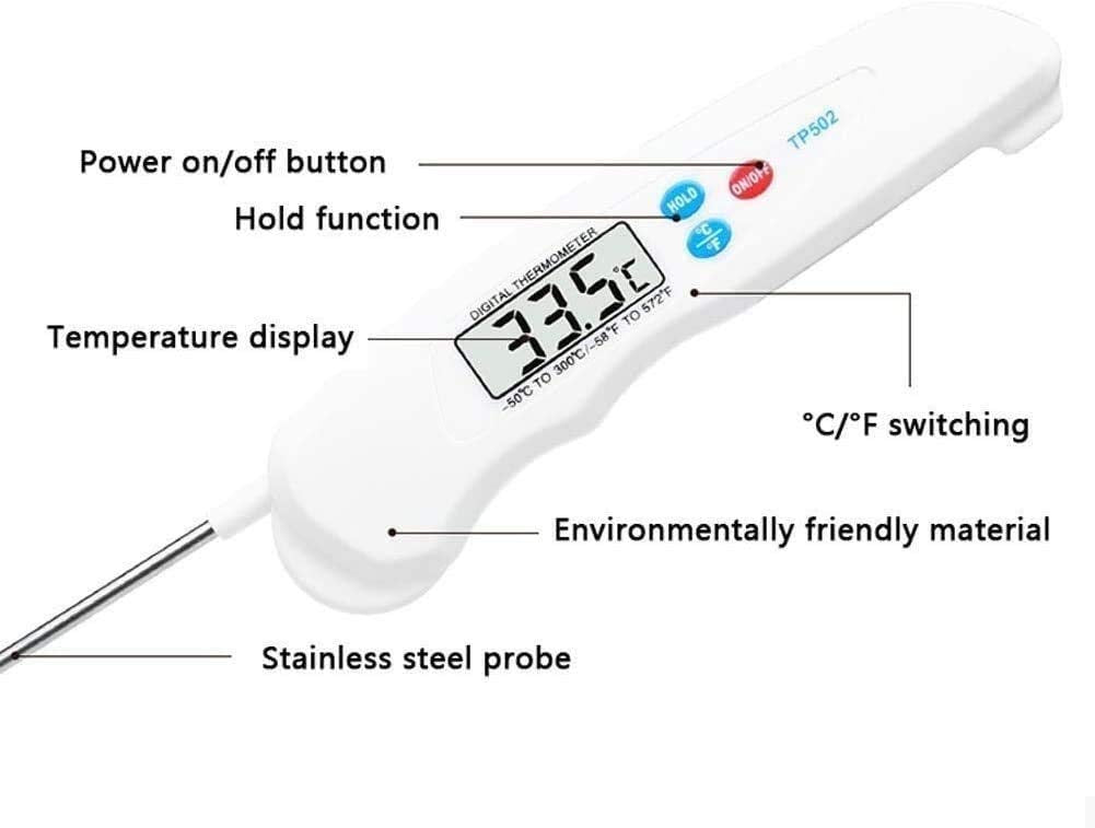 NCRD Meat Thermometer for Cooking Food Thermometer Digital Instant Read Kitchen Cooking Thermometer with Backlight LCD for Grilling/BBQ/Baking/Candy/Liquids/Oil
