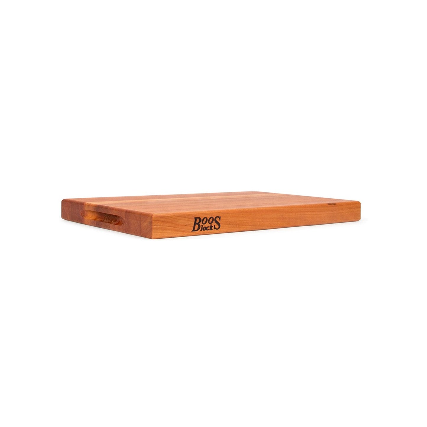 John Boos R-Board Series Rectangular Wooden Cherry Cutting Board 18”x12” – 1.5” Thick, 7-lb Reversible Butcher Block with Edge-Grain & Finger Grips – Made in the USA