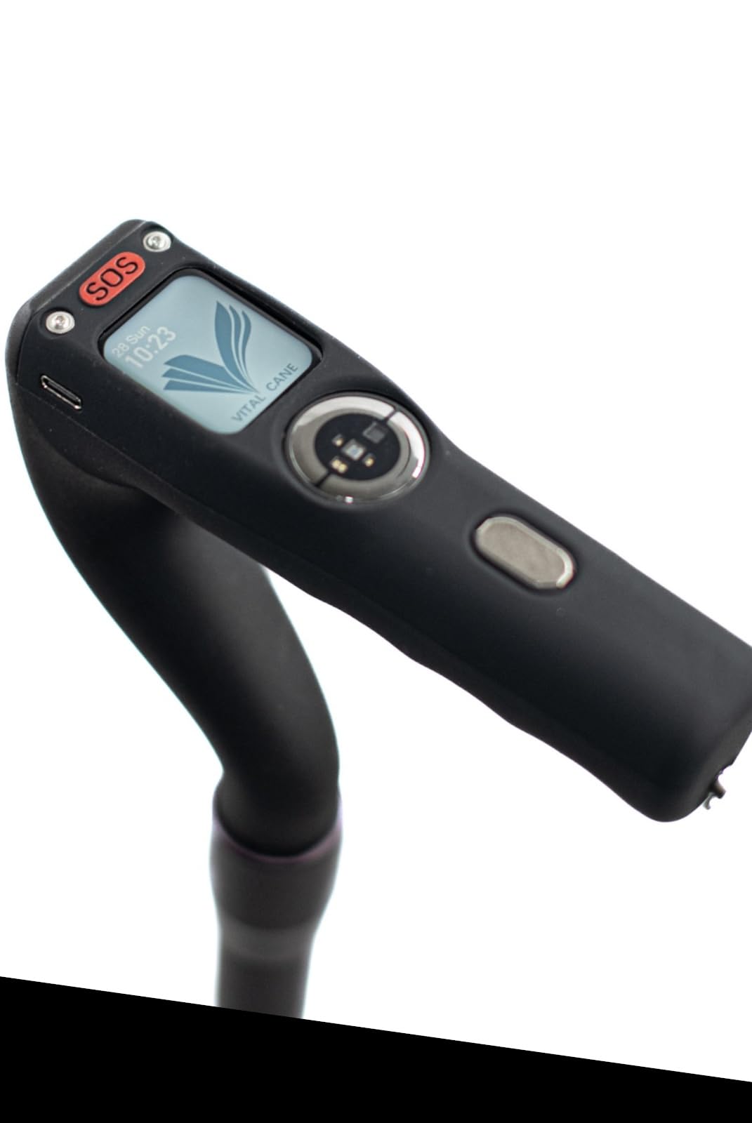 Vital Cane Smart Walking Stick with Health Monitoring, Digital Display, Blood Pressure, Pulse Oximeter, Temperature Sensor, Black