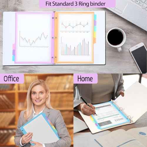 16Pcs/2 Set 8 Tab Dividers, Clear Plastic Binder Dividers with Tabs, for 3 Ring Binder, Letter Size, Multicolor