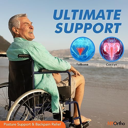 NYOrtho Wheelchair Gel Seat Cushions - Wedge - Shaped Gel- Foam Cushion Wheelchairs -Office Chairs - Car Seats - More - Firm Foam Quick Release Straps Non - Slip Bottom - Made in USA