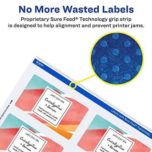 Avery Durable Waterproof Rectangle Labels, Sure Feed Technology, Print-to-The-Edge, 2" x 3", 400 Total, Oil and Tear-Resistant, Waterproof, Laser/Pigment-Based Inkjet Printable