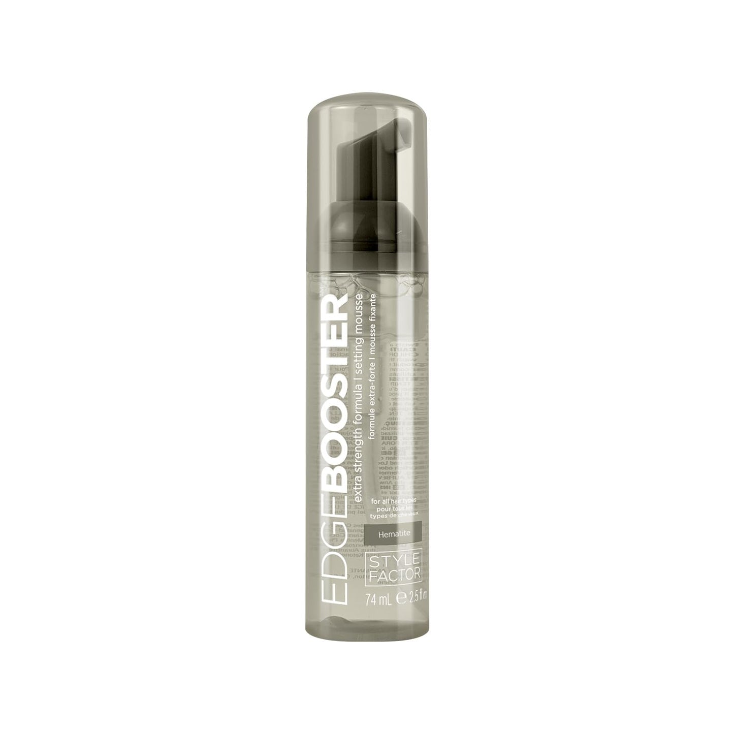 Style Factor EDGE BOOSTER Extra Strength Setting Mousse Travel Size – Frizz Control, Extra Volume, and Conditioning – 2.5oz Hematite Mousse for Curly Hair
