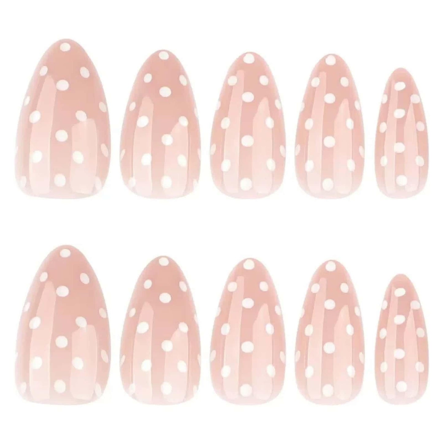 CLYHLTMZ Polka Dot Press On Nails Short Almond False Nails with White Dots Design Glue On Nails Glossy Acrylic Full Cover Stick on Nail for Women 24 Pcs Manicure Reusable Nail Sticky Tab Nail Decor