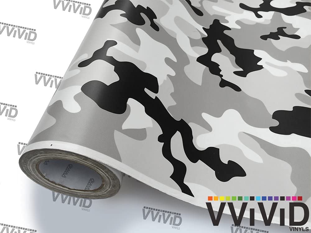 VViViD Vinyl Camouflage Pattern Wrap Air-Release Adhesive Film Sheets (30ft x 5ft, Snow Camouflage)