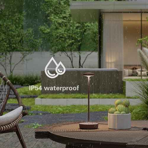 Cordless Table Lamp Set of 2,LED Rechargeable Battery Operated 3 Levels Brightness with Memory Function IP54 Waterproof Portable Lights for Outdoor Patio,Cafe,Restaurant,(2P Rust)