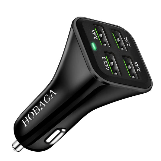 USB Car Charger Adapter, QC 3.0 Fast car Charger, 4-Port Multi 9.6 Amp 48W Rapid Car Charger Compatible with iPhone 13/12/11 Pro Max, Samsung Galaxy S20 Ultra/Note20, LG, Pixel and More[2PACK].