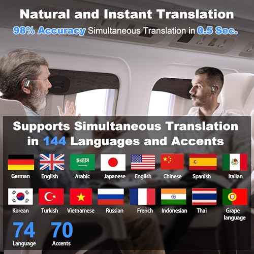 AI Translation Earbuds Real Time, 144 Language Translator Earbud, Audifonos Traductores Ingl?s Espa?ol, 3-in-1 Translator Device, Bluetooth 5.4 Ear Buds for Business Learning with Charging Case, Cream