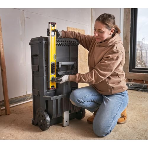 STANLEY Rolling Workshop Toolbox, Detachable Toolbox with Drawers, Flip Bin, Back Pocket, 7 Heavy Duty Wheels, 1-79-206