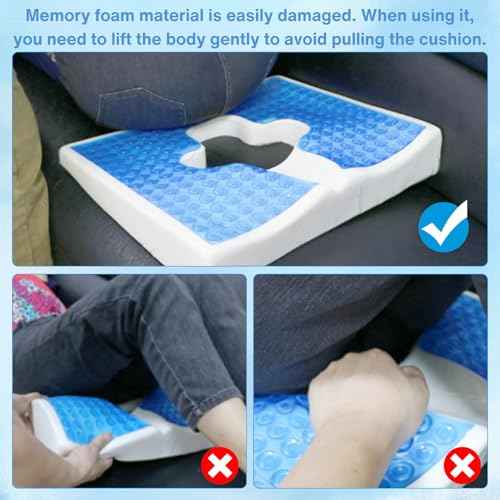 Anti Bedsore Cushion, Breathe Freely Fiber Material Bedsore Cushions for Butt, T Shaped Opening Triangular Slope Design Anti Decubitus Cushion for Elderly, Bedridden, Disabled (Blue)
