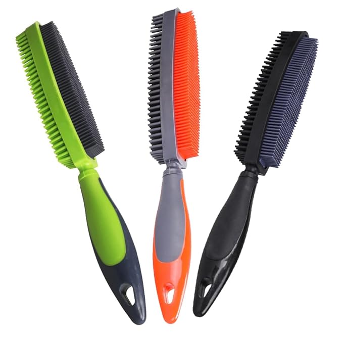 Rubber Pet Hair Removal Brush for Couch Clothes Dog Cat Pet Hair Carpet, Also Used as Dog Cat Bath Brush with Massage Effect(blackï¼orangeï¼green)
