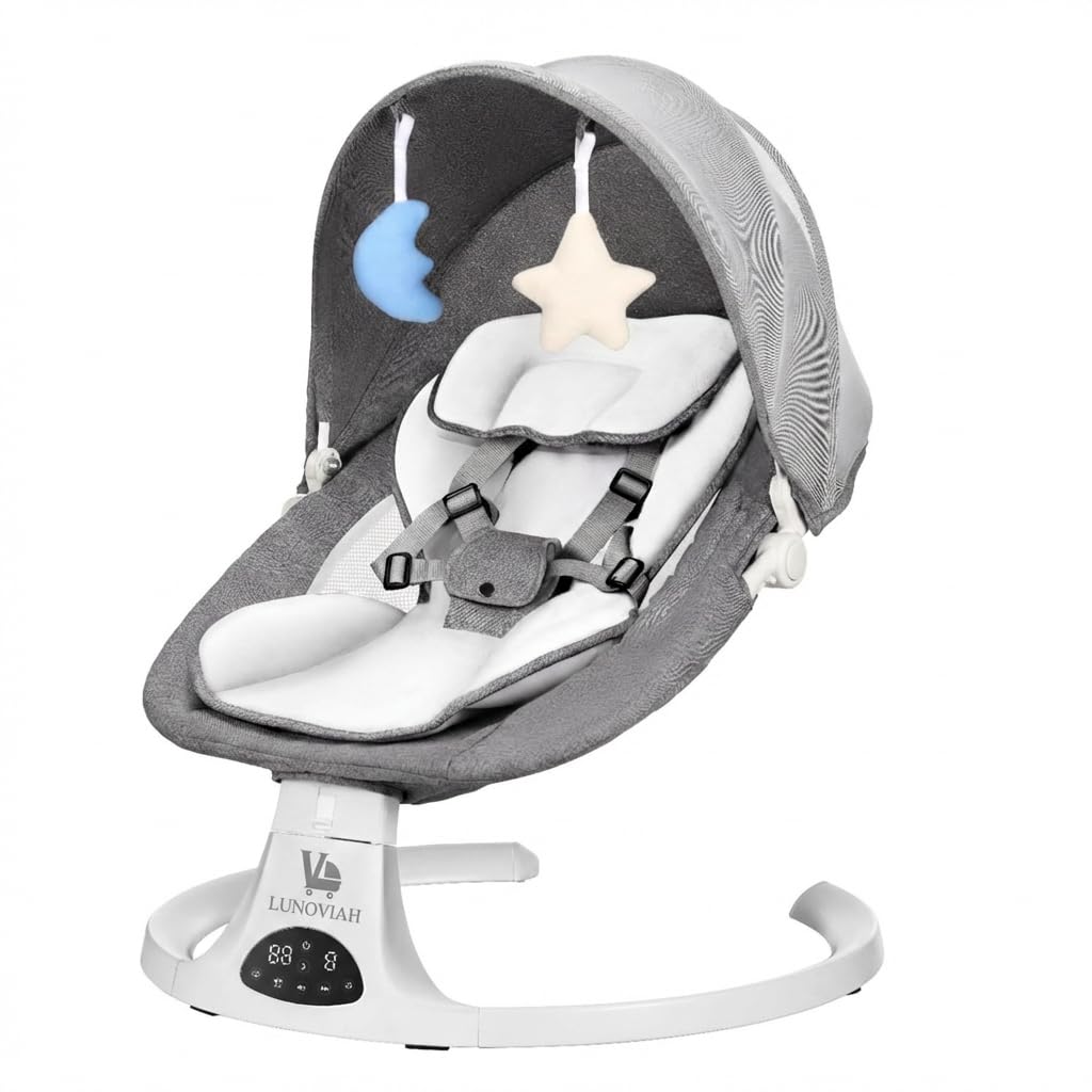 Baby Swing for Infants and Newborns, 3-in-1 Portable Infant Swing and Rocker Chair with Adjustable Motion, Music, 5-Point Harness, Lightweight Baby Seat for Indoor Use