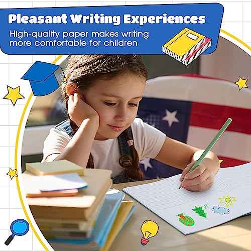 Henoyso 40 Pcs Primary Composition Notebook 9 3/4 x 7 1/2 Inch Kids Journal, Back to School Supplies, K-2 Primary Writing Notebook for Kids Student Draw and Write Story Journal (Macaron Color)